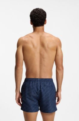 Quick-dry swim shorts with logo print, Light Blue