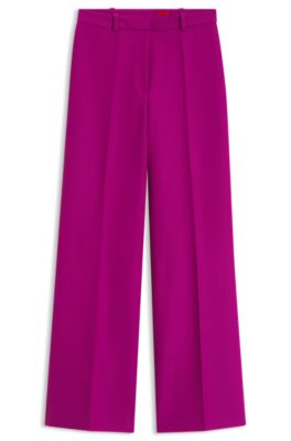 Regular-fit pants with wide leg, Dark pink