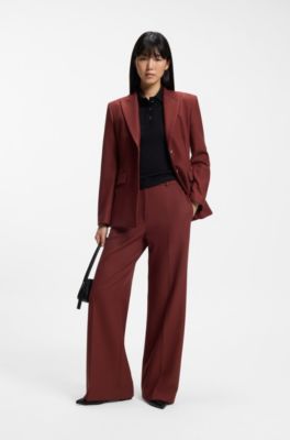 Regular-fit pants with wide leg, Brown