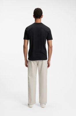 Camiseta de punto de algod&oacute;n con estampado gr&aacute;fico, Negro