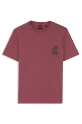 Camiseta de punto de algod&oacute;n con estampado gr&aacute;fico, Rojo