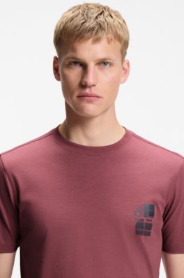 Camiseta de punto de algod&oacute;n con estampado gr&aacute;fico, Rojo