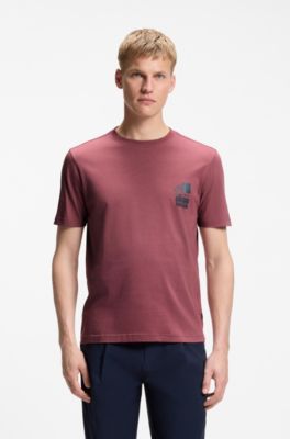 Camiseta de punto de algod&oacute;n con estampado gr&aacute;fico, Rojo