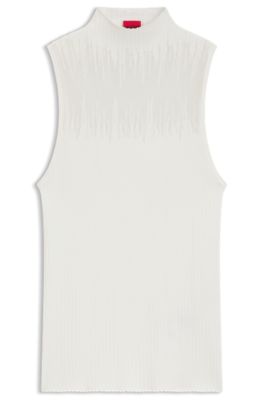 Knitted top with sheer section, White