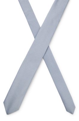 Corbata de seda con motivo en jacquard, Celeste