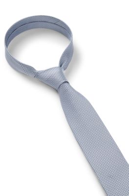 Corbata de seda con motivo en jacquard, Celeste