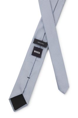 Corbata de seda con motivo en jacquard, Celeste