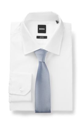 Corbata de seda con motivo en jacquard, Celeste