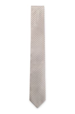 Corbata de seda con microestampado, Blanco