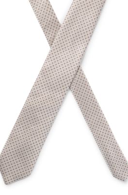 Corbata de seda con microestampado, Blanco