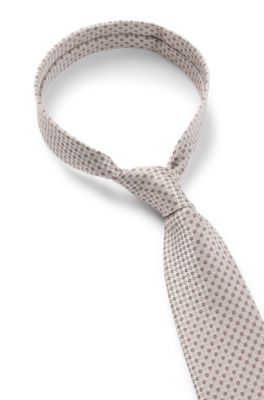 Corbata de seda con microestampado, Blanco