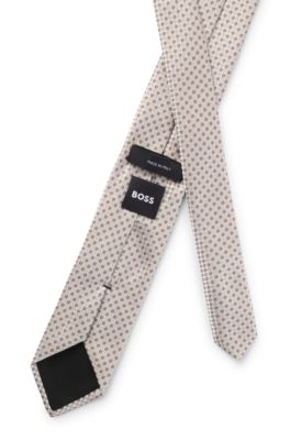 Corbata de seda con microestampado, Blanco