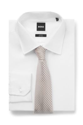 Corbata de seda con microestampado, Blanco