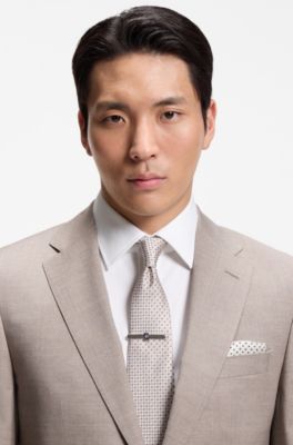 Corbata de seda con microestampado, Blanco