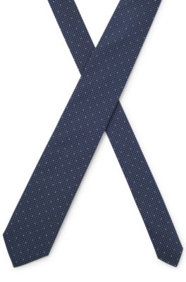 Silk-blend tie with micro pattern, Light Blue