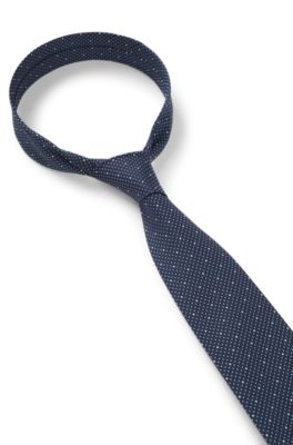 Silk-blend tie with micro pattern, Light Blue