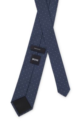 Silk-blend tie with micro pattern, Light Blue