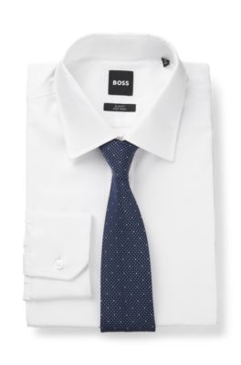 Silk-blend tie with micro pattern, Light Blue
