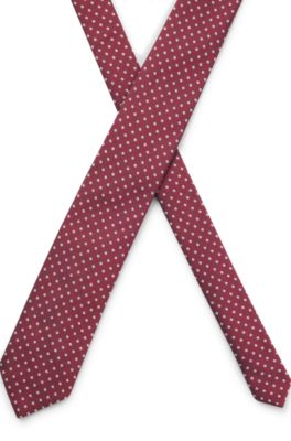 Corbata de seda con microestampado, Rojo claro