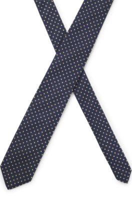Silk-blend tie with micro pattern, Gold