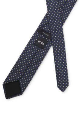 Silk-blend tie with micro pattern, Gold