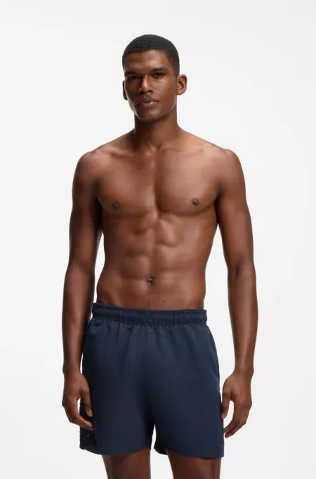 Drawstring swim shorts with zippered cargo pocket