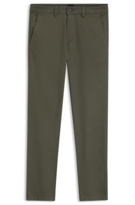 Slim-fit casual chinos in stretch cotton, Green