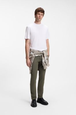 Slim-fit casual chinos in stretch cotton, Green