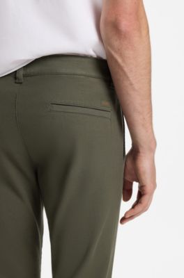 Slim-fit casual chinos in stretch cotton, Green