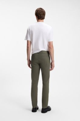 Slim-fit casual chinos in stretch cotton, Green