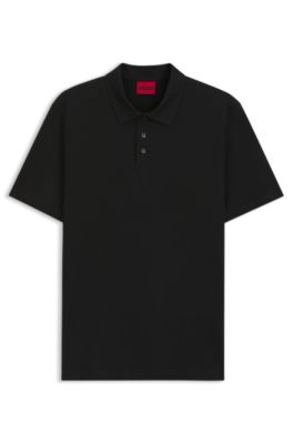 Slim-fit polo in mercerized cotton, Black