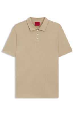 Slim-fit polo in mercerized cotton, Beige