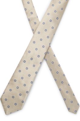 BOSS ONE Corbata de seda con estampado en jacquard, Blanco