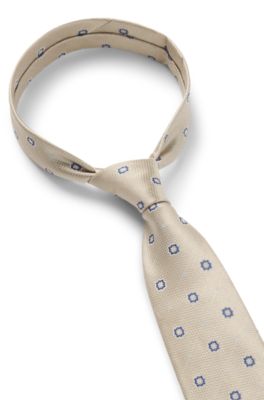 BOSS ONE Corbata de seda con estampado en jacquard, Blanco