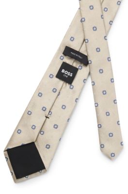 BOSS ONE Corbata de seda con estampado en jacquard, Blanco