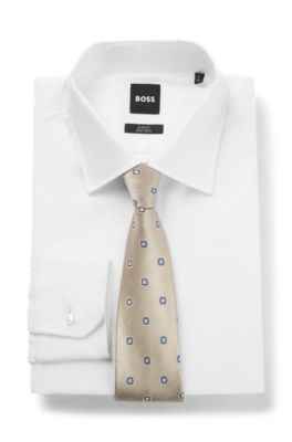 BOSS ONE Corbata de seda con estampado en jacquard, Blanco