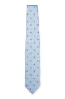 BOSS ONE Corbata de seda con estampado en jacquard, Celeste