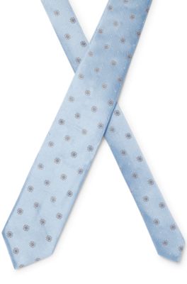 BOSS ONE Corbata de seda con estampado en jacquard, Celeste