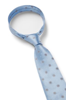 BOSS ONE Corbata de seda con estampado en jacquard, Celeste