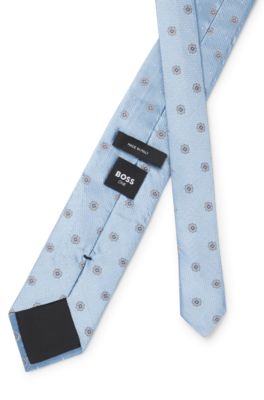 BOSS ONE Corbata de seda con estampado en jacquard, Celeste
