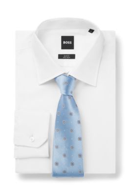 BOSS ONE Corbata de seda con estampado en jacquard, Celeste
