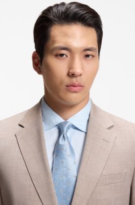 BOSS ONE Corbata de seda con estampado en jacquard, Celeste