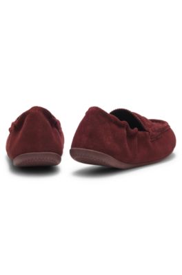 Mocassins en cuir su&eacute;d&eacute; avec col &eacute;lastiqu&eacute;, Marron
