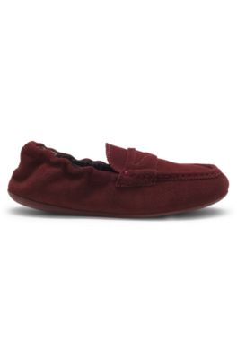 Mocassins en cuir su&eacute;d&eacute; avec col &eacute;lastiqu&eacute;, Marron
