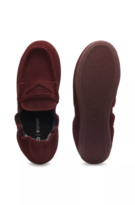 Suede loafers with elasticized collar