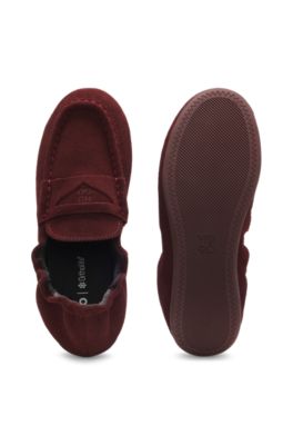 Mocassins en cuir su&eacute;d&eacute; avec col &eacute;lastiqu&eacute;, Marron