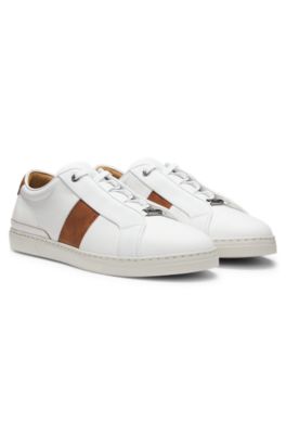 Gary leather sneakers with contrast side panel, White