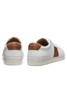 Gary leather sneakers with contrast side panel, White