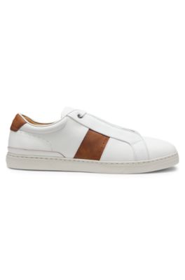 Gary leather sneakers with contrast side panel, White
