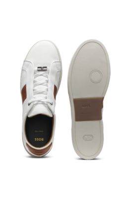 Gary leather sneakers with contrast side panel, White